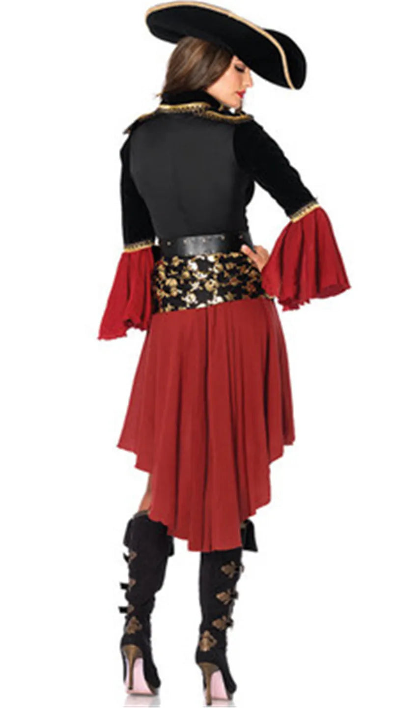 the PIRATE - Red Pirate Costume Women Pirate Captain Adult Female