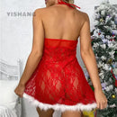 the NAUGHTY ST. NICK - Christmas See-Through Sexy Lingerie Short Dress Erotic Sleepwear Christmas Gift