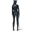 the CAT WOMAN - Black PU Leather Cat Woman Costume for Halloween Adult Carnival Party Catsuit