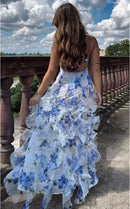 the RUFFLE MY FEATHERS - Women Summer Strapless Fashion Organza Fairy Long Elegant Evening Dress, Ruffles High Waist Loose Maxi Dress