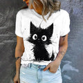 the BIG EYES CAT - Breathable Cat Print Casual Comfortable Loose O-Neck T-Shirt for Women