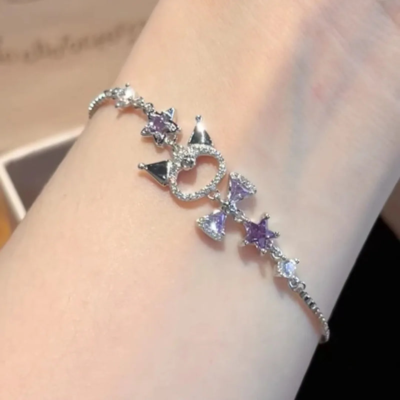 the CAT CLAW CHARM BRACELET - Charm Bracelet Exquisite Girl Shining Zircon Crystal Purple  Women Jewelry Accessory Christmas Gift