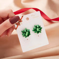 the GIFT BOW - Handmade Christmas Stud Earrings Red Green Xmas Color Ribbons Earrings Merry Christmas New Year Party Jewelry Gift