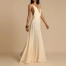 the CASTAWAY - Elegant V-Neck Sleeveless Long Dress Summer Sexy Lace Patchwork Solid Party Dress, Lady Fashion Height Waist Pleat Maxi Dress