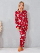 the CHRISTMAS MORNING PAJAMAS - Women 2 Piece Pajama Set Christmas Long Sleeve Button Up Shirt + Pants Set Loose Sleepwear Loungewear