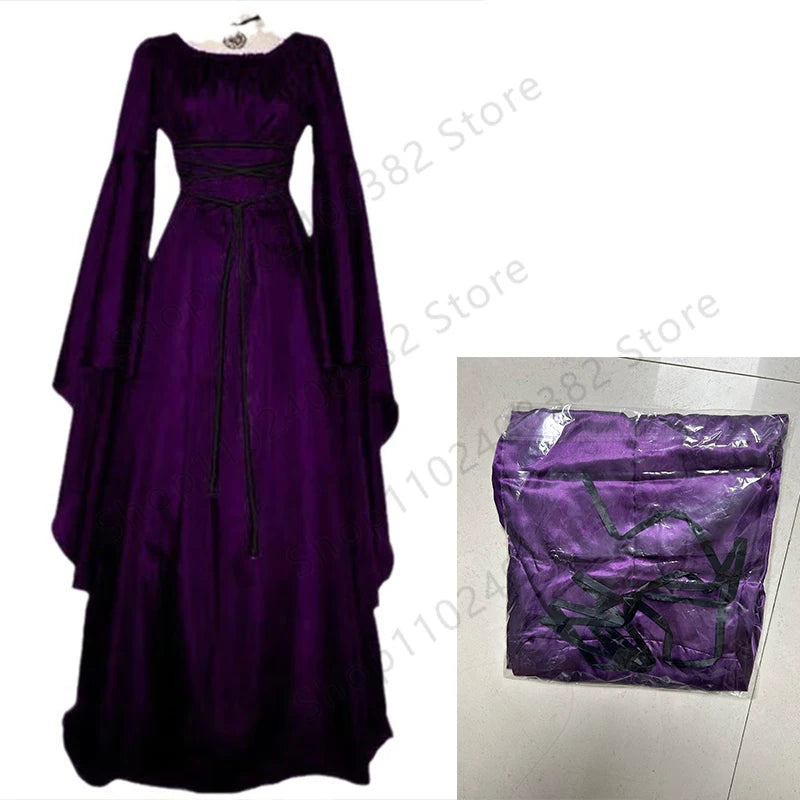 the MEDIEVAL WITCH - Witch Dress Cosplay Vampire Bride Halloween Carnival Party Performance Middle Ages Costumes