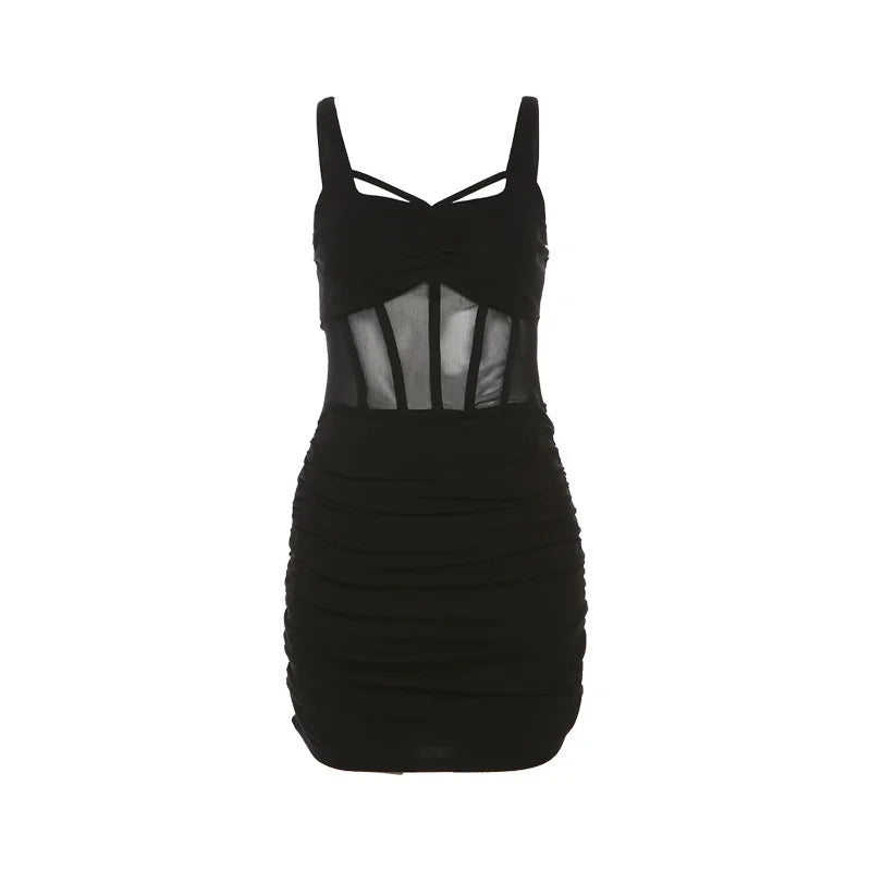 the MEGAN - Sexy Black Mysterious Beautiful Tight Elegant Simple Strap Dress