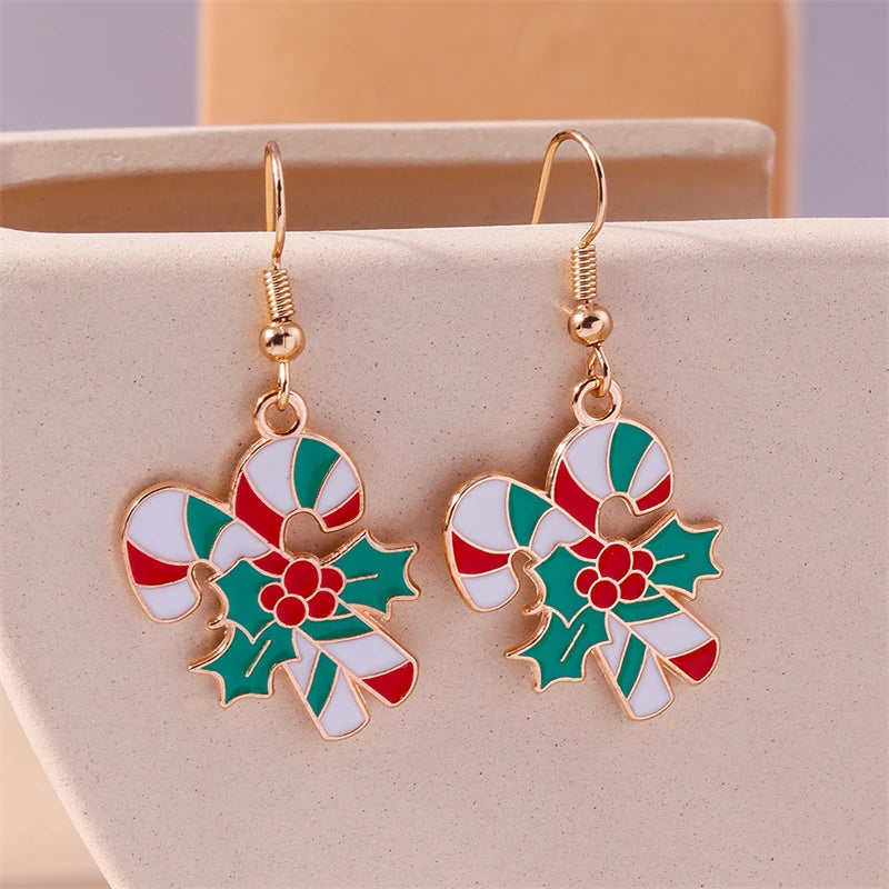 the JOLLY COLLECTION - Fashion Merry Christmas Wreath Circle Hoop Earrings New Year Party Festival Jewelry Gifts