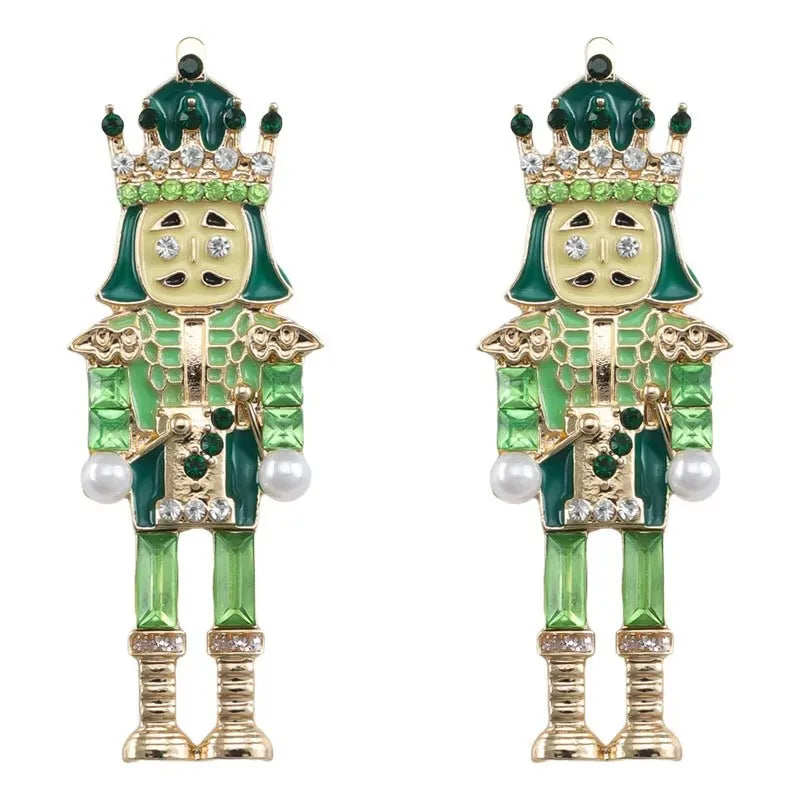 the NUTCRACKER - Christmas Nutcracker Earrings Shiny Rhinestone Nutcracker Soldier Earrings Perfect Festival Party Gifts