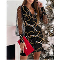 the TIFFANY - Solid Color Lace Long Sleeved V-Neck Waist Hugging Dress