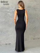 the MELONIA - Sexy Camisole Low Cut Sleeveless Ankle Long Dress