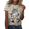 Women 3D Cute Cat Printed Women's T-Shirt Summer Oversized T-Shirt Fashion Popular Clothes Women Clothing Short Sleeve Blouse