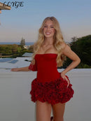 the MARIA - Sexy 3D Flowers Red Short Party Dress