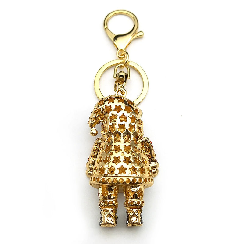 the RHINESTONE SANTA - Santa Claus Rhinestone Key Rings Alloy Gold Color Father Christmas Jewelry Gifts