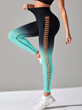 the GRADIENT LEGGINGS - High Waist Side Mesh Yoga Leggings Women's Running Fitness Hip Tight Sports Yoga Pants