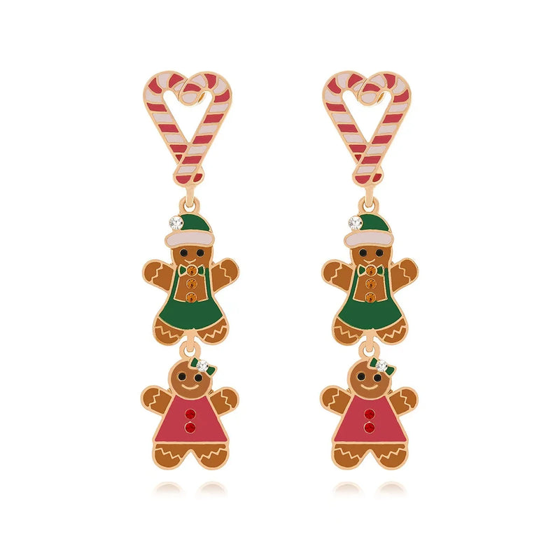 the MERRIMENT COLLECTION - Sweet Christmas Gingerbread Man Earrings New Year Gifts