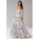 the BRIDGERTON - Spring/Summer Women's Off Shoulder Floral Long Dress, Fashion Long Dress European and American Women's Wear