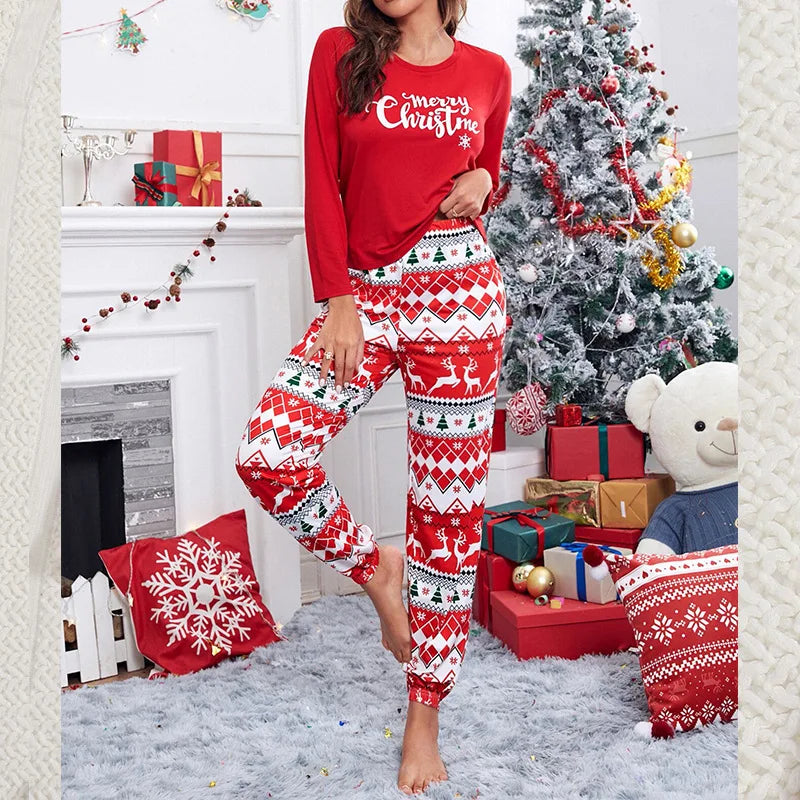 the CHRISTMAS PJS - New Home Pajamas Women's Christmas Printed Long-Sleeved Set