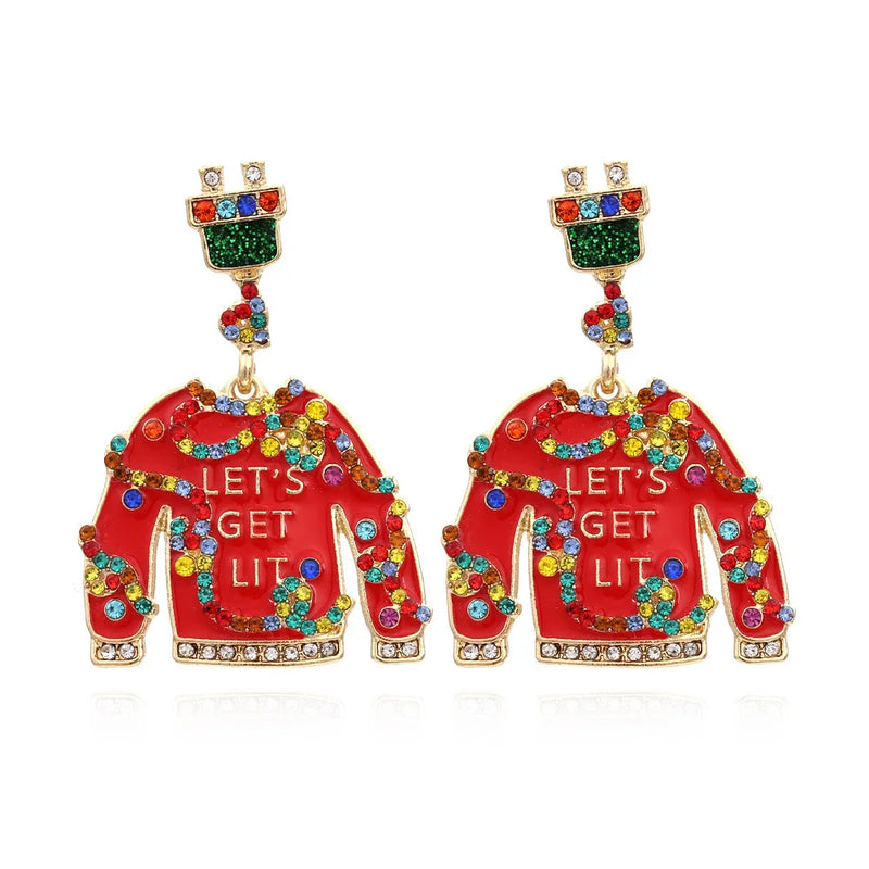 the UGLY CHRISTMAS SWEATER - Christmas Earrings Personality Red Clothes Jewelry Gifts