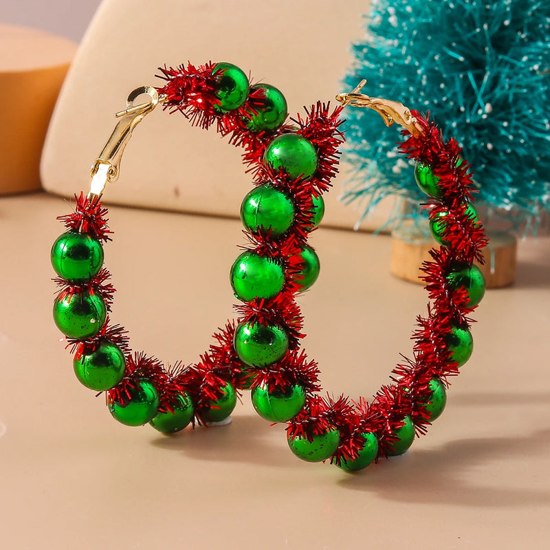 the WREATHS - Christmas Wreath Earrings Creative Christmas Garland Earrings Happy New Year Holiday Jewelry Gifts