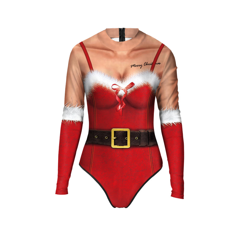 the SANTA/ELF ON THE SHELF - Christmas Elf Costume Santa Claus Bodysuit 3D Print Suit New Year Sexy Swimsuit Fancy Holiday Dress Up