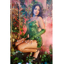 the POISON IVY - Halloween Poisonous Villain Costume Deluxe Sexy Green Elf Cosplay Sequin Dress with Leaves Carnival Party Outfit