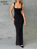 the MELONIA - Sexy Camisole Low Cut Sleeveless Ankle Long Dress