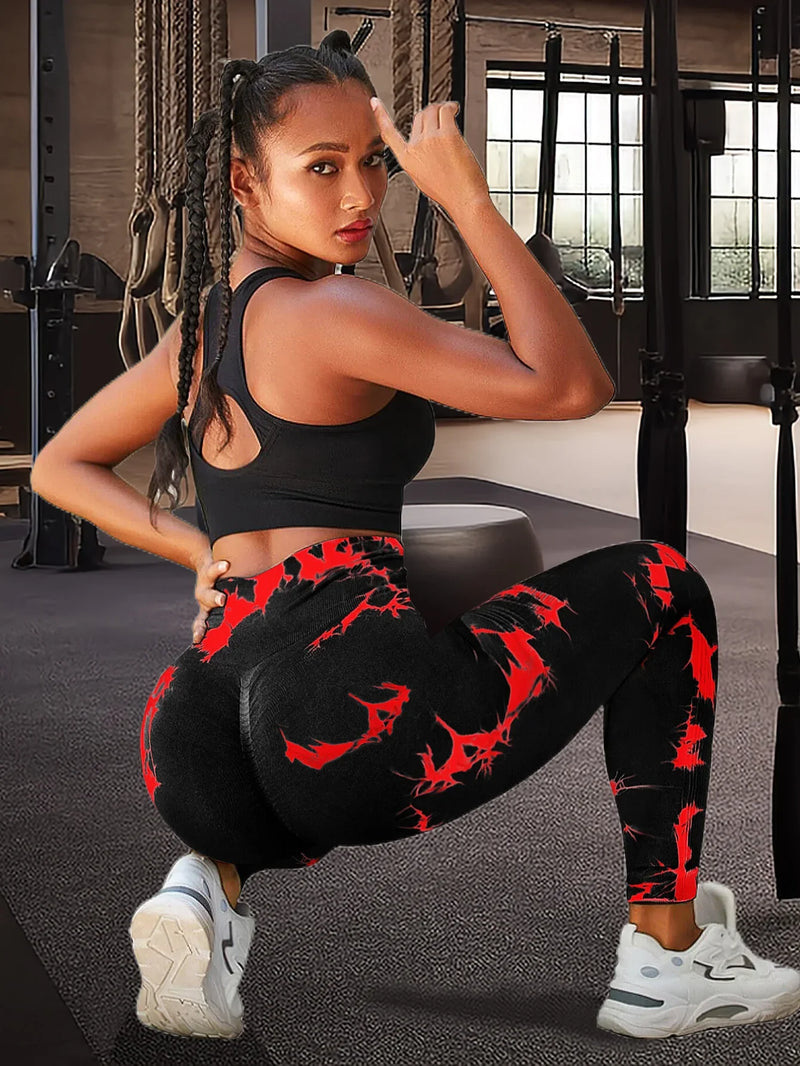 the GRANITE LEGGINGS - Tie-Dye High-Waist Tummy Control High-Elastic Fitness Running Sports Leggings