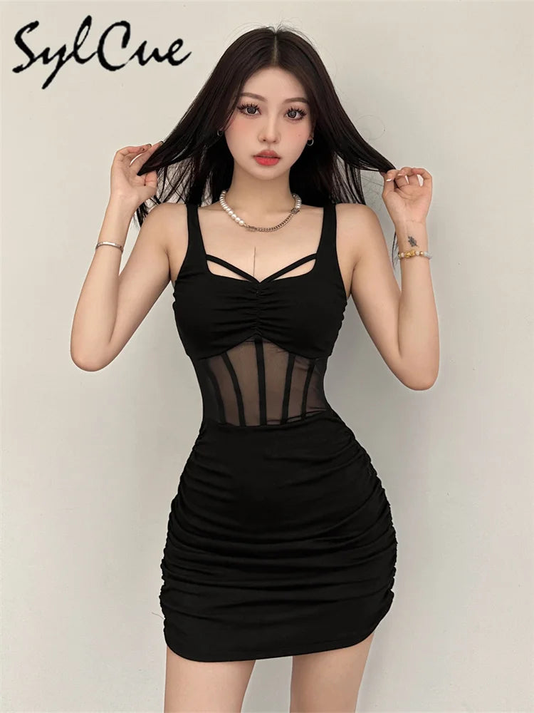 the MEGAN - Sexy Black Mysterious Beautiful Tight Elegant Simple Strap Dress