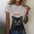 the CAT NO - Funny Cat Cute Pet Pattern Animal 3D Printed Fashion Short Sleeves O-Neck T-Shirts for Women