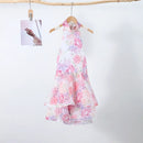 the FRENCH GIRL - Chic Floral Printed Mini Dress Backless Sleeveless Hem Stacking Dresses Sweet A-Line Party Club Clothing