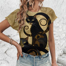 the GALLERIA - Colorful Pet 3D Printed O-Neck Short Sleeves Loose T-Shirts for Women