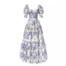the BRIDGERTON - Spring/Summer Women's Off Shoulder Floral Long Dress, Fashion Long Dress European and American Women's Wear