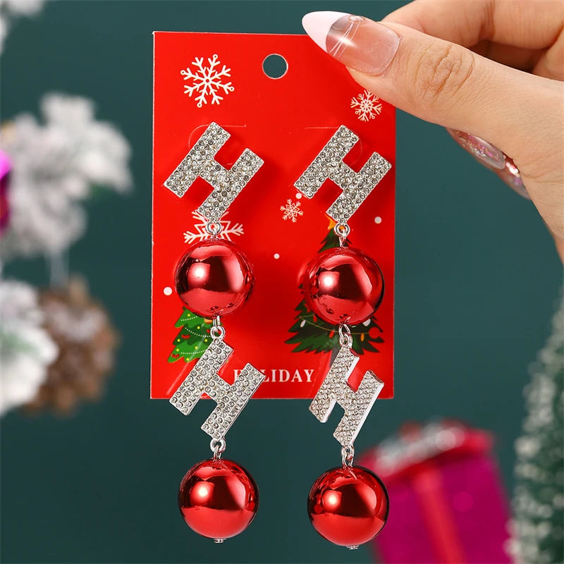 the NOEL COLLECTION - Plush Christmas Tree Earrings Cute Rhinestone Santa Claus Bells Drop Earring Xmas New Year Holiday Jewelry