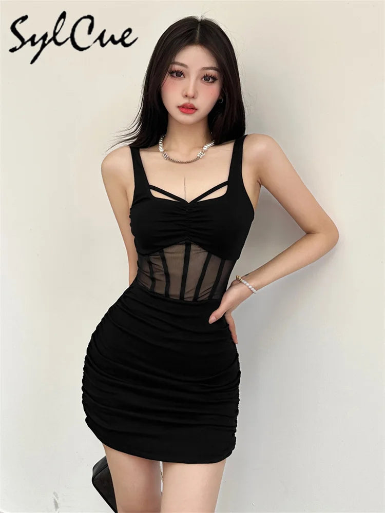 the MEGAN - Sexy Black Mysterious Beautiful Tight Elegant Simple Strap Dress