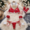 the SECRET SANTA - Christmas Red Top Sexy Patchwork Bodysuit Cosplay Erotic Lingerie Winter Strap Pajamas Nightwear