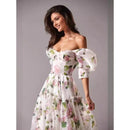 the BRIDGERTON - Spring/Summer Women's Off Shoulder Floral Long Dress, Fashion Long Dress European and American Women's Wear