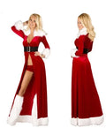 the SANTA BABY - Hot Women Sexy Deep V Neck Christmas Cosplay Costumes Halloween Festival Uniform Long Dress Santa Clause for Women Sexy Lingerie