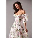 the BRIDGERTON - Spring/Summer Women's Off Shoulder Floral Long Dress, Fashion Long Dress European and American Women's Wear