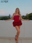 the MARIA - Sexy 3D Flowers Red Short Party Dress