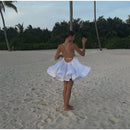 the SIXTEEN CANDLES - Sexy Flare Sleeve V-Neck Printed Mini Dress, Fashion Pleated A-line High Waist Gown New Lady Summer Evening Party/Club Dress