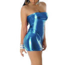 the PAMELA - Sexy Patent Leather Wet Look Tube Bodycon Dress