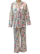 the NUTCRACKER - Women's Silk Satin Pajama Set Christmas Nutcracker Long Sleeve Shirt Tops and Wide Leg Pants Sleepwear