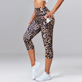 the CAPRI LEGGINGS - Leopard Yoga Pants Capris Cropped Leggings with Pocket Gym Sport Pants Camo Jogging Tights Female Fitness Clothes