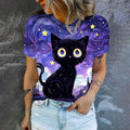 the BIG EYES CAT - Breathable Cat Print Casual Comfortable Loose O-Neck T-Shirt for Women