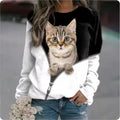 the CAT MOM - 3D Print Casual Long Sleeve Oversized Loose T-Shirts for Women