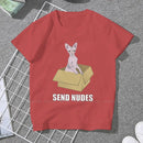 the SEND NUDES - Sphynx Hairless Cat Novelty Soft Casual Cute Loose T-Shirt for Women