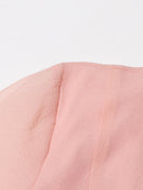 the COURTSY - Solid Spliced Button Slimming Dresses for Women, O-Neck Long Sleeve High Waist Patchwork Ruffles Dress