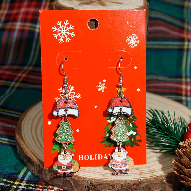 the NOEL COLLECTION - Plush Christmas Tree Earrings Cute Rhinestone Santa Claus Bells Drop Earring Xmas New Year Holiday Jewelry