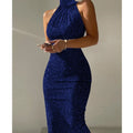 the MANDY - Formal Sexy Slim Fit High Waist Sleeveless Dress Fashion Solid Color Turtleneck Dress